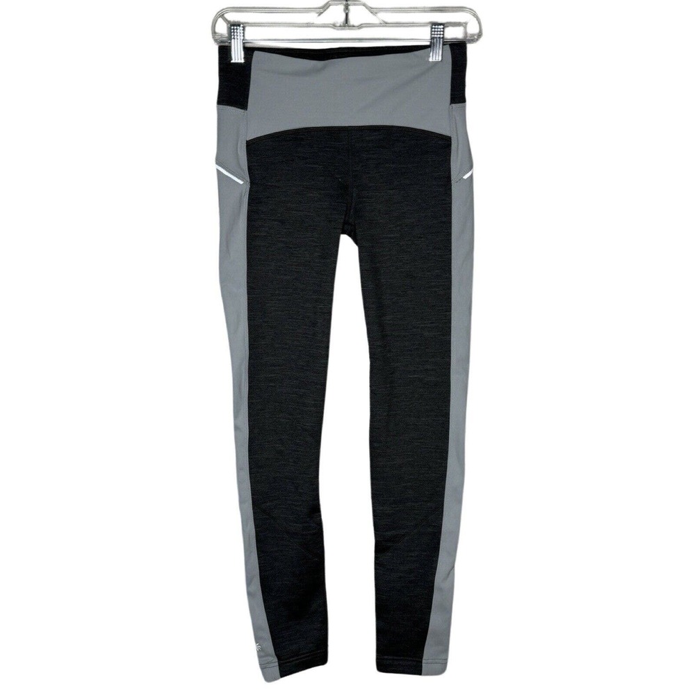 Athleta Pants Womens Small Black Gray Leggings Power Lift Thermal Gym Athleisure
